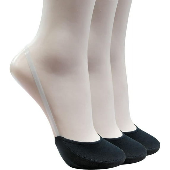 Women's Cotton Toe Topper No-Show Half Liner Socks with Sling Back for Heels/Toe Covers