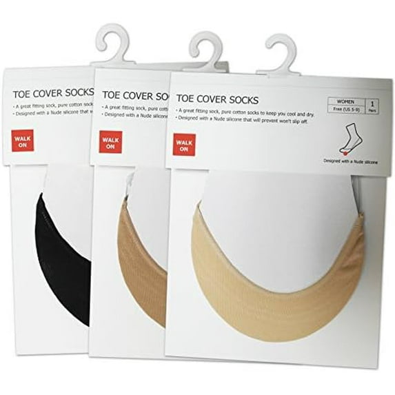 Women's Cotton Toe Topper No-Show Half Liner Socks with Sling Back for Heels/Toe Covers