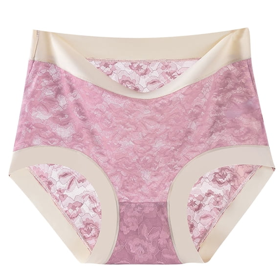 Women's Cotton Underwear Fashion Lace High Waisted Ladies Panties Full Coverage Briefs Breathable Underpants (1PC,M-3XL)