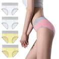 thumbnail image 1 of Women's Cotton Underwear High Waist Elastic Panties Menstrual Leak Proof Briefs Soft Breathable Physiological Underpants 4 Pack, 1 of 4