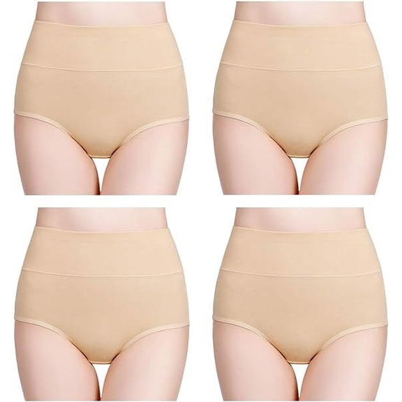 Women's Cotton Underwear Soft Breathable High Waisted Panties for Women 4-Pack
