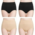 thumbnail image 1 of Women's Cotton Underwear Soft Breathable High Waisted Panties for Women 4-Pack, 1 of 3