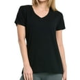 thumbnail image 1 of Women's Cotton V-Neck Classic-Fit Short Sleeve T-Shirts Casual Tee Summer Tops, Black, M, 1 Piece, 1 of 3