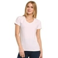 thumbnail image 1 of Women's Cotton V-Neck Classic-Fit Short Sleeve T-Shirts Casual Tee Summer Tops, White, L, 1 Piece, 1 of 3