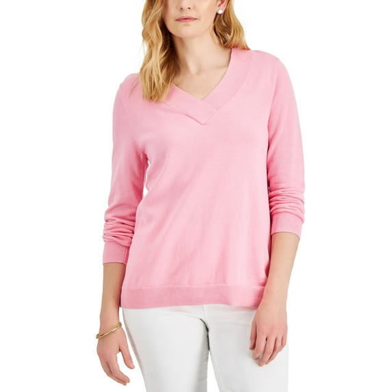 Women's Cotton V-Neck Sweater Sea Pink M