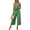 thumbnail image 1 of Women's Cotton and Linen blend 2-Piece Set: Sleeveless Crop Top & Wide Leg Pants  Summer Outfit Size Up for Relaxed Fit S-XL, 1 of 8