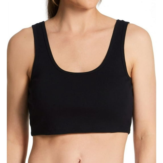 Women's Cottonique 2232 100% Organic Cotton Rib Bra Liner (Black 6)
