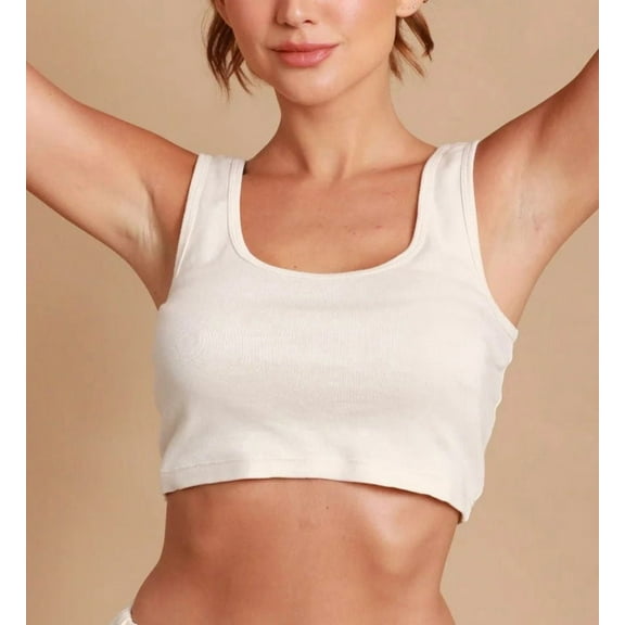 Women's Cottonique 2232 100% Organic Cotton Rib Bra Liner (Natural 4)