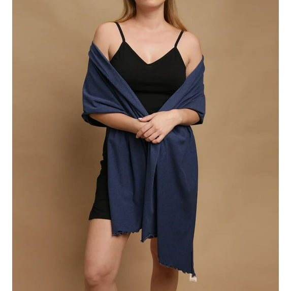 Women's Cottonique 2286 100% Organic Cotton Hypoallergenic Shawl (Melange Blue O/S)