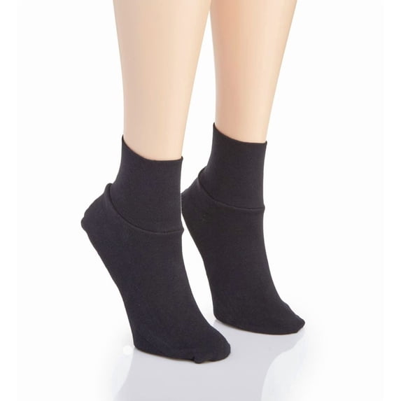 Women's Cottonique M27700 Latex Free Organic Cotton Booties - 2 Pack (Black XL)