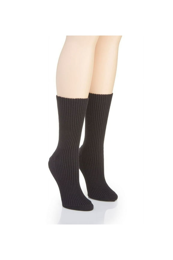 Women's Cottonique M27703 Latex Free Organic Cotton Socks - 2 Pack (Black M)
