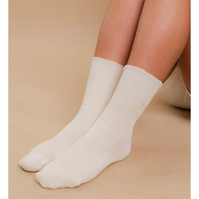 Women\'s Cottonique M27703 Latex Free Organic Cotton Socks - 2 Pack (Natural  M)