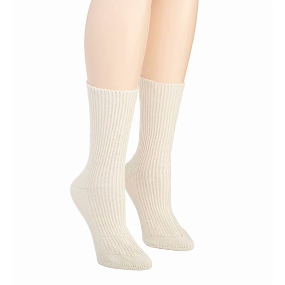 Women's Cottonique M27703 Latex Free Organic Cotton Socks - 2 Pack (Natural M)