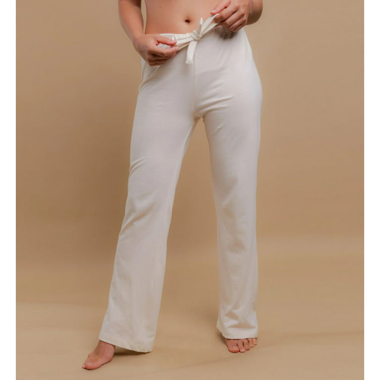 Women's Cottonique W12208 Latex Free Organic Cotton Drawstring Lounge Pant  (Natural 7)