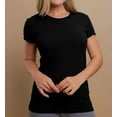 thumbnail image 1 of Women's Cottonique W12210 Latex Free Organic Cotton Cap Sleeve T-Shirt (Black 8), 1 of 3