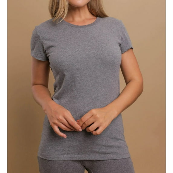 Women's Cottonique W12210 Latex Free Organic Cotton Cap Sleeve T-Shirt (Melange Grey 7)