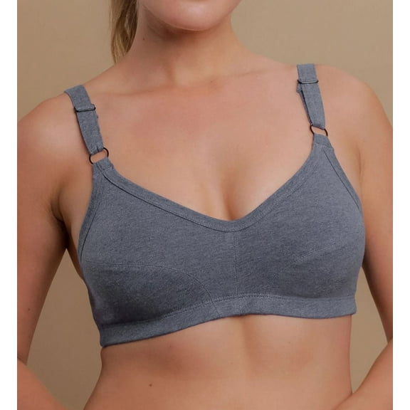 Women's Cottonique W12215 Latex Free Organic Cotton Slimfit Pullover Bra (Melange Grey 5)