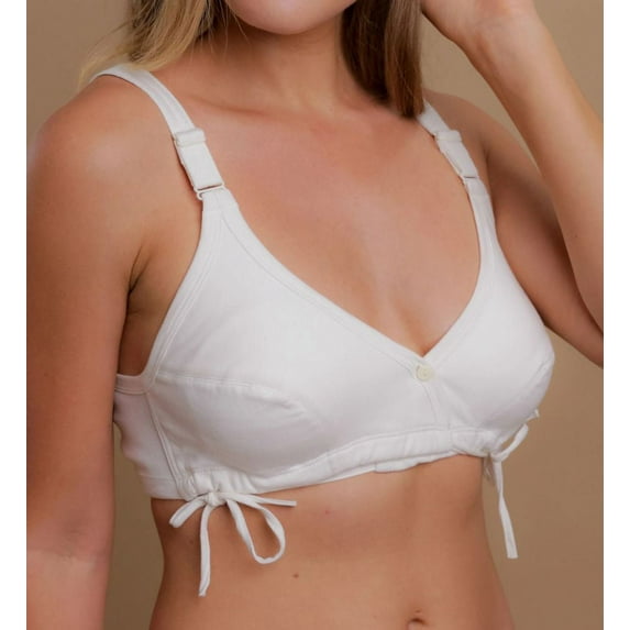 Women's Cottonique W12225 Latex Free Organic Cotton Side-Tie Bra (Natural 38B)