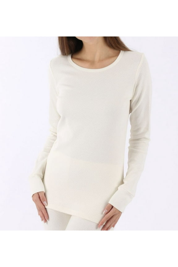 Women's Cottonique W12230 Latex Free Organic Cotton Long Sleeve Thermal Tee (Natural 4)
