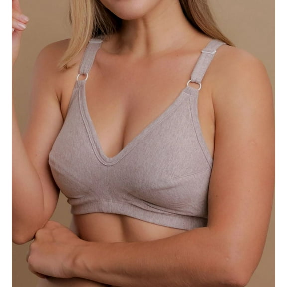 Women's Cottonique W12290 Latex Free Organic Cotton Racerback Pullover Bra (Melange Brown 38B)