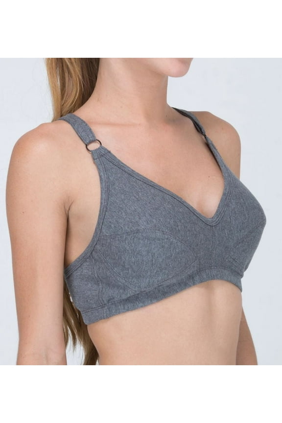 Women's Cottonique W12290 Latex Free Organic Cotton Racerback Pullover Bra (Melange Grey 38C)
