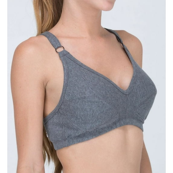 Women's Cottonique W12290 Latex Free Organic Cotton Racerback Pullover Bra (Melange Grey 46D)