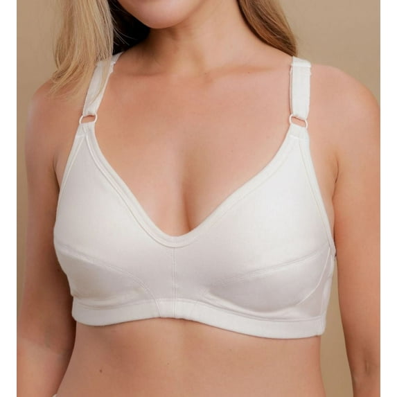 Women's Cottonique W12290 Latex Free Organic Cotton Racerback Pullover Bra (Natural 34B)