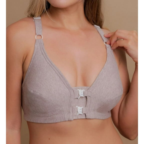 Women's Cottonique W12291 Latex Free Organic Cotton Racerback Support Bra (Melange Brown 34C)