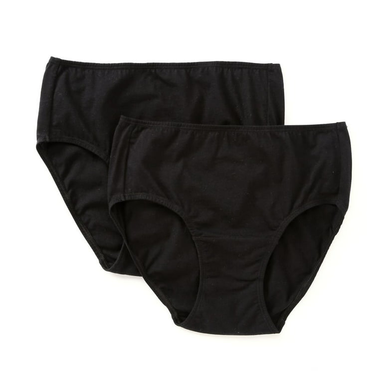 Women's Cottonique W22200 Latex Free Organic Cotton Brief Panty - 2 Pack  (Black 9)