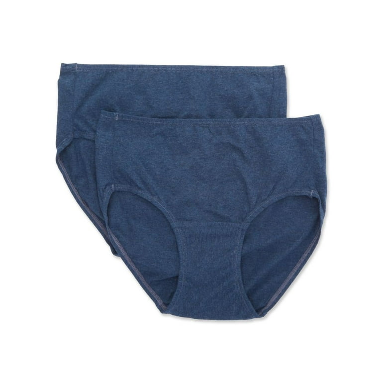 Women's Cottonique W22200 Latex Free Organic Cotton Brief Panty - 2 Pack  (Melange Blue 4)
