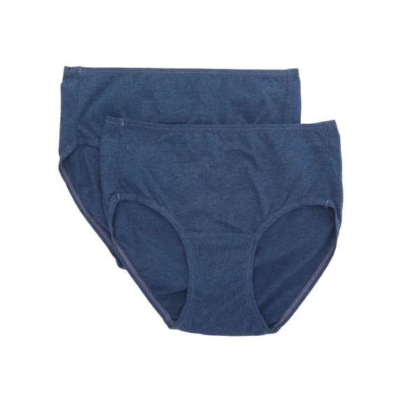 Women's Cottonique W22200 Latex Free Organic Cotton Brief Panty - 2 Pack (Melange Blue 4)