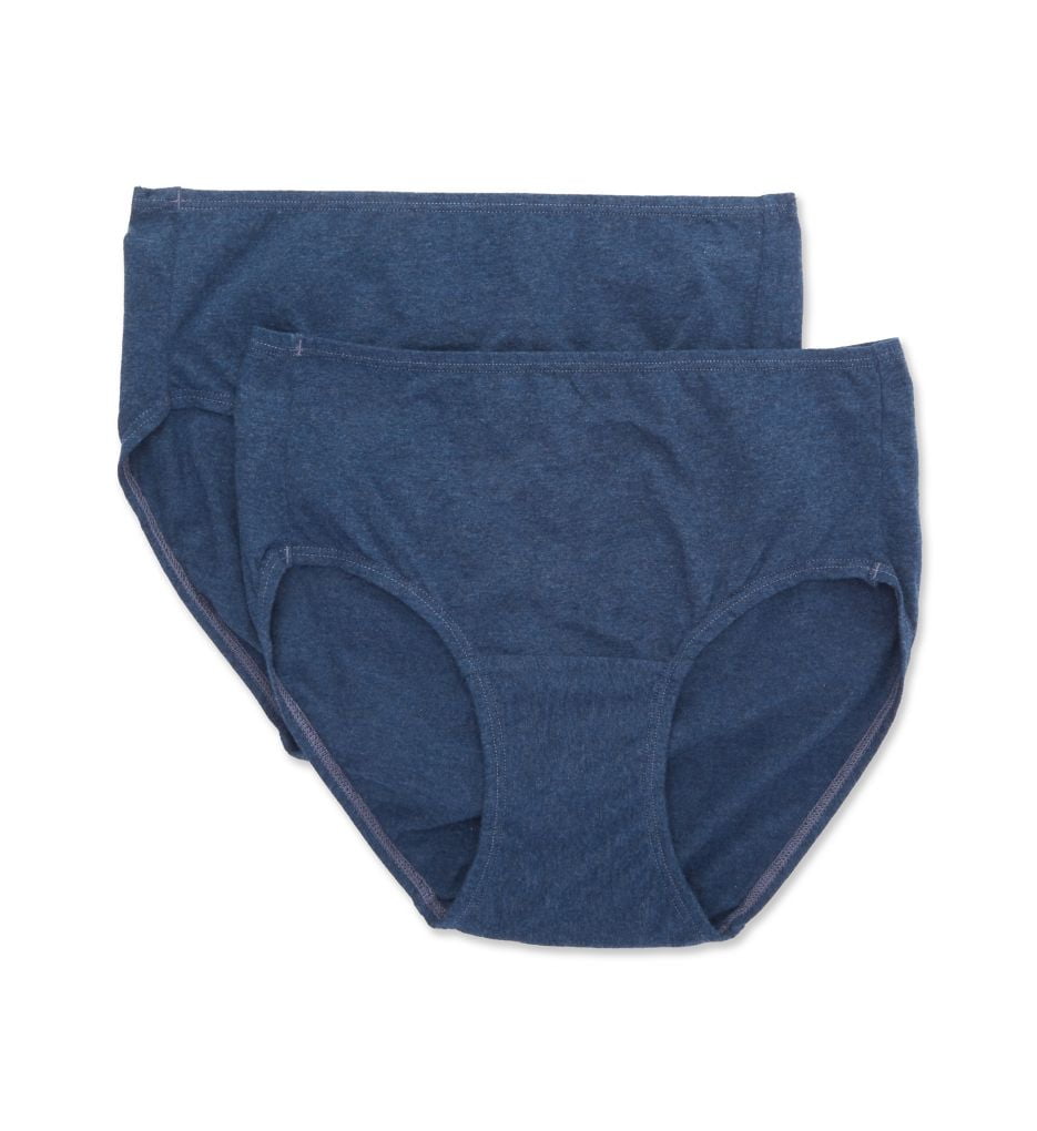Women's Cottonique W22200 Latex Free Organic Cotton Brief Panty - 2 Pack  (Melange Blue 10)