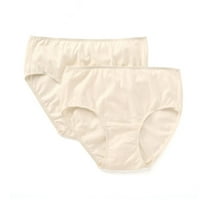 Women's Cottonique W22200C Latex Free Organic Cotton Waist Brief - 2 Pack (Natural 5)