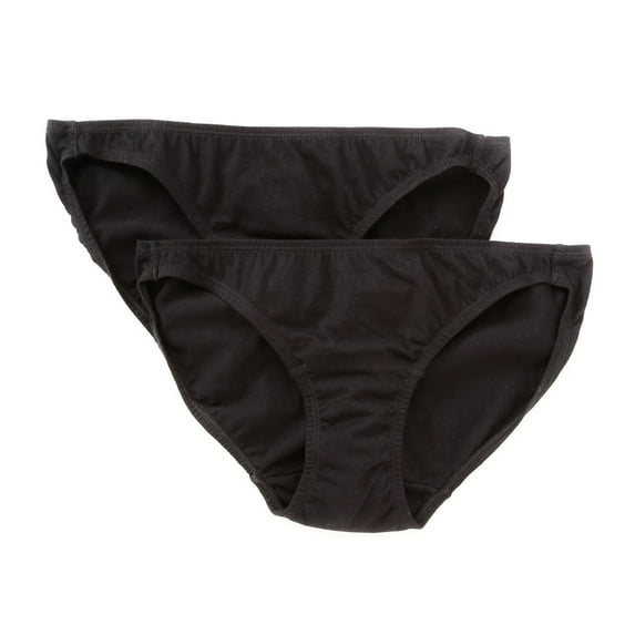 Women's Cottonique W22205 Latex Free Organic Cotton Low Rise Panty - 2 Pack (Black 4)