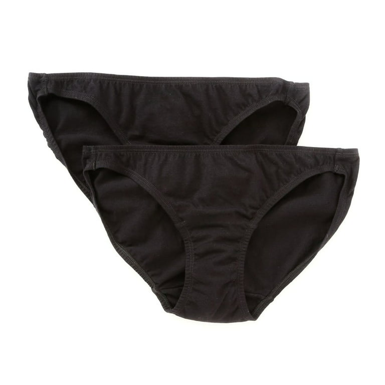 Women's Cottonique W22205 Latex Free Organic Cotton Low Rise Panty - 2 Pack  (Black 6)