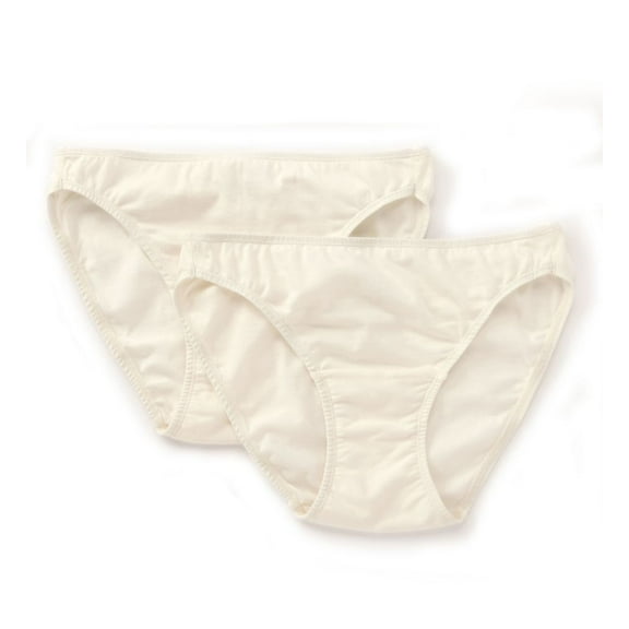 Women's Cottonique W22205C Latex Free Organic Cotton Brief Panty - 2 Pack (Natural 10)