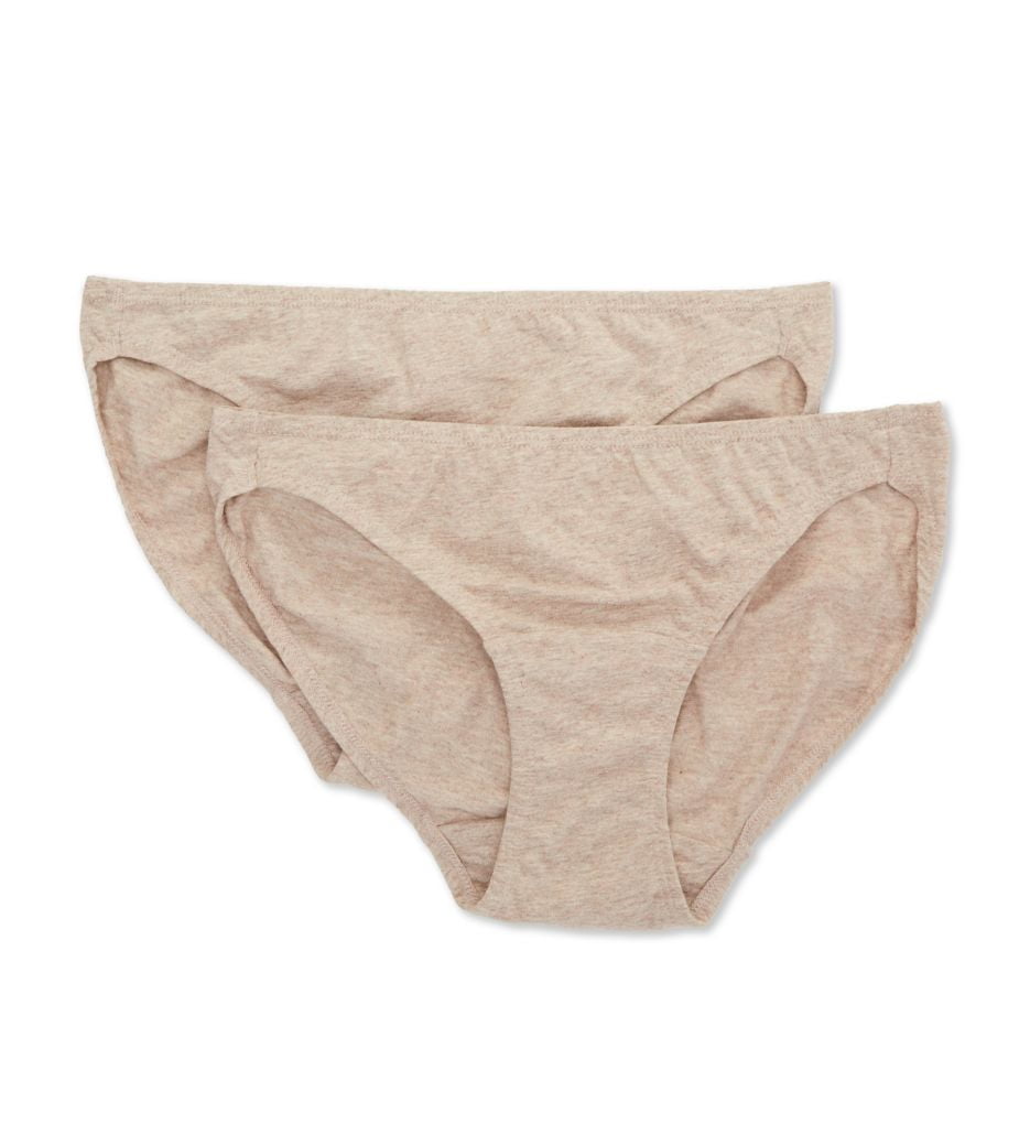 Women's Cottonique W22206 Latex Free Organic Cotton Bikini Panty - 2 Pack ( Melange Blue 9) 