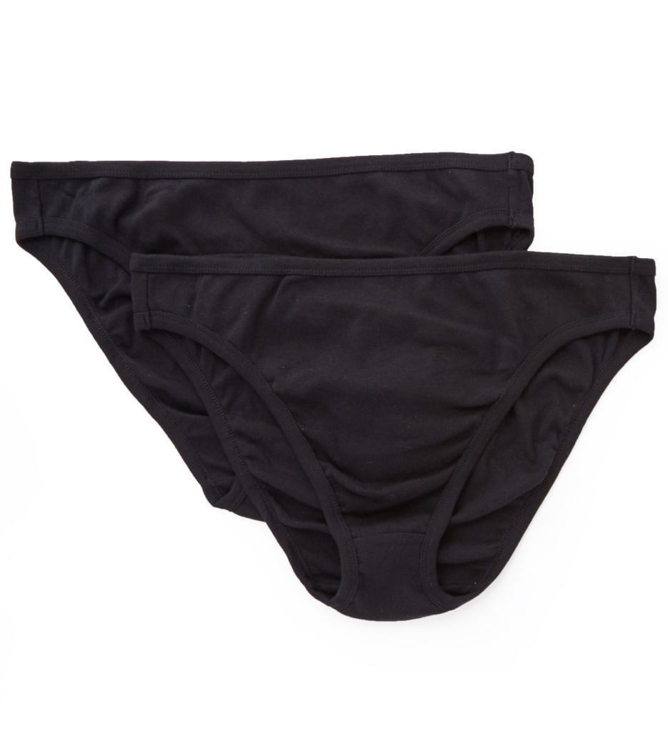 Women's Cottonique W22207 Latex Free Organic Cotton High Cut Panty - 2 Pack  (Black 10)