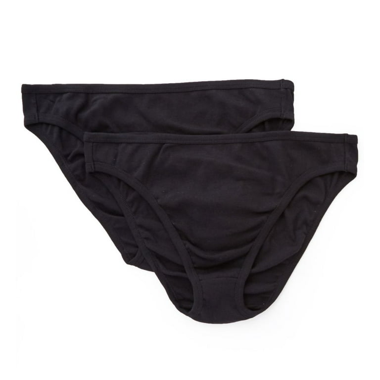 Women's Cottonique W22207 Latex Free Organic Cotton High Cut Panty - 2 Pack  (Black 7)