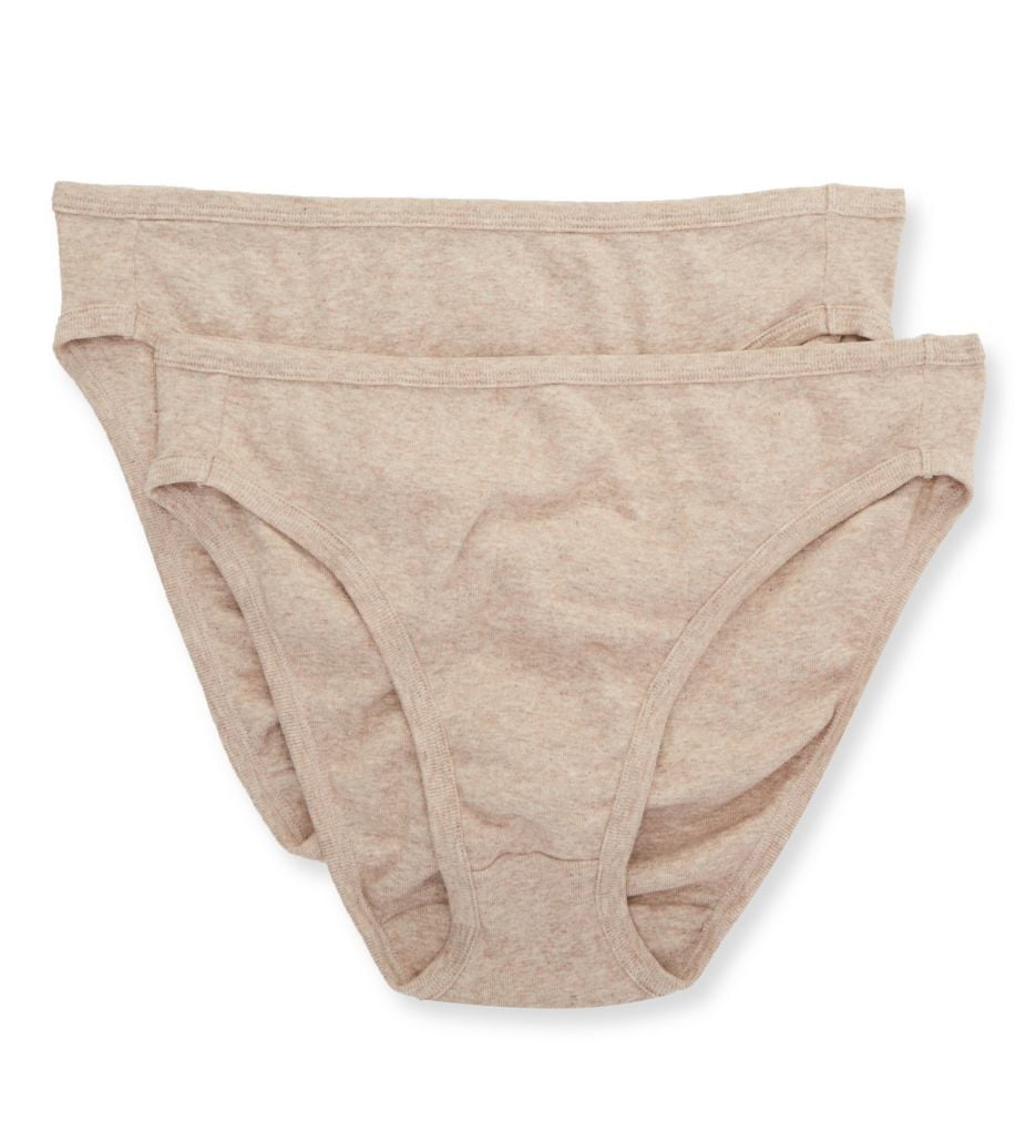 Women's Cottonique W22207 Latex Free Organic Cotton High Cut Panty - 2 Pack  (Melange Brown 10)