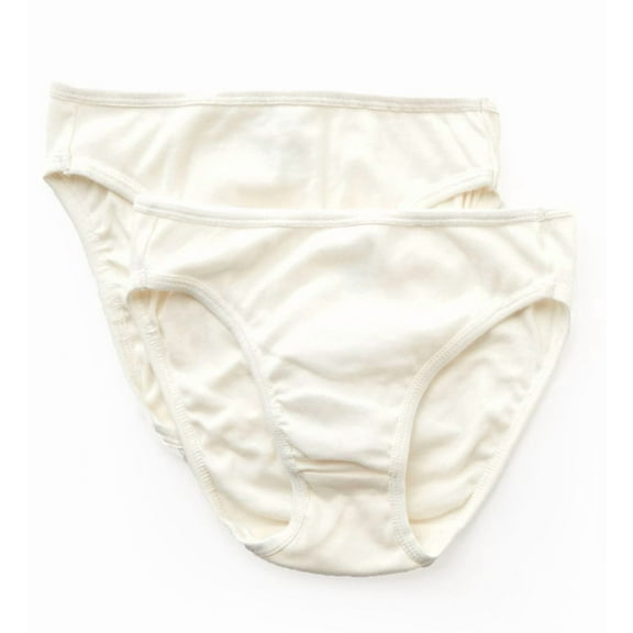Women's Cottonique W22207C Natural Organic Cotton High Cut Panty - 2 Pack (Natural 10)