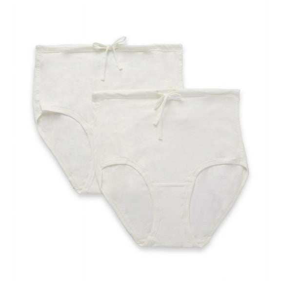 Women's Cottonique W22219 Latex Free Organic Cotton Drawstring Brief 2 Pack (Natural 6)