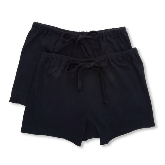 Women's Cottonique W22220N Latex Free Organic Cotton Boyleg Panty - 2 Pack (Black 7)