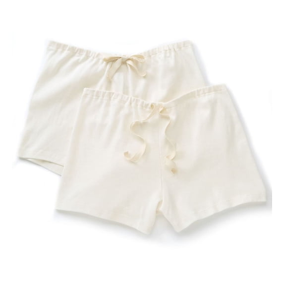 Women's Cottonique W22220N Latex Free Organic Cotton Boyleg Panty - 2 Pack (Natural 5)