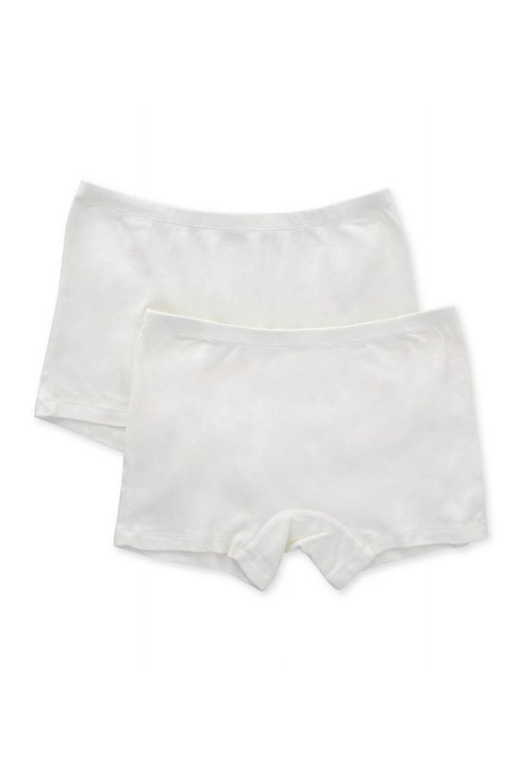 Women's Cottonique W22223 Latex Free Organic Cotton Boyleg Panty - 2 Pack (Natural 7)