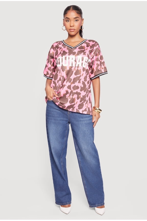 Women's Courage Graphic Contrast Trim Mesh Jersey