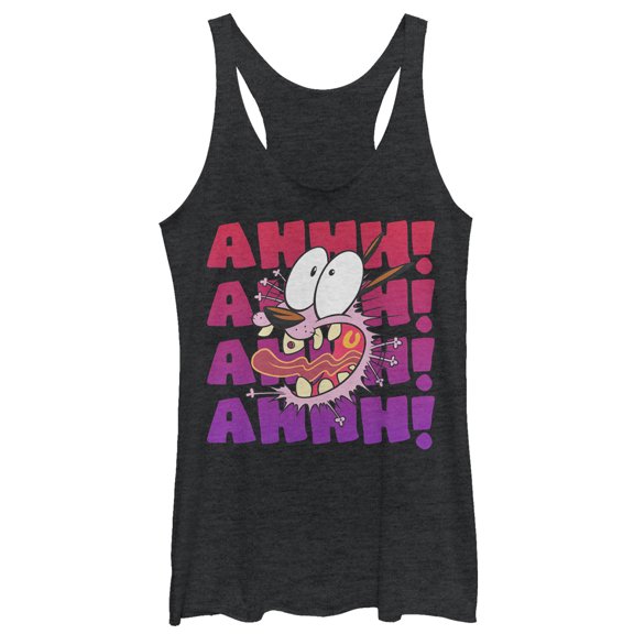 Women's Courage the Cowardly Dog Ahhh! Courage Scream Racerback Tank Top Black Heather Small