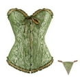 thumbnail image 1 of Women's Court Corset Top Shapewear with Push Up Bustier and Thong, Waist Trimming for Chest Support and Abdomen Control, Ideal for Formal Events and Daily Wear,Green,4XL, 1 of 5