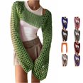thumbnail image 1 of Women's Cover Ups Women's European and American Cutout Knitwear Solid Color Crew Neck Long Sleeve Knitwear Blouse L, 1 of 7