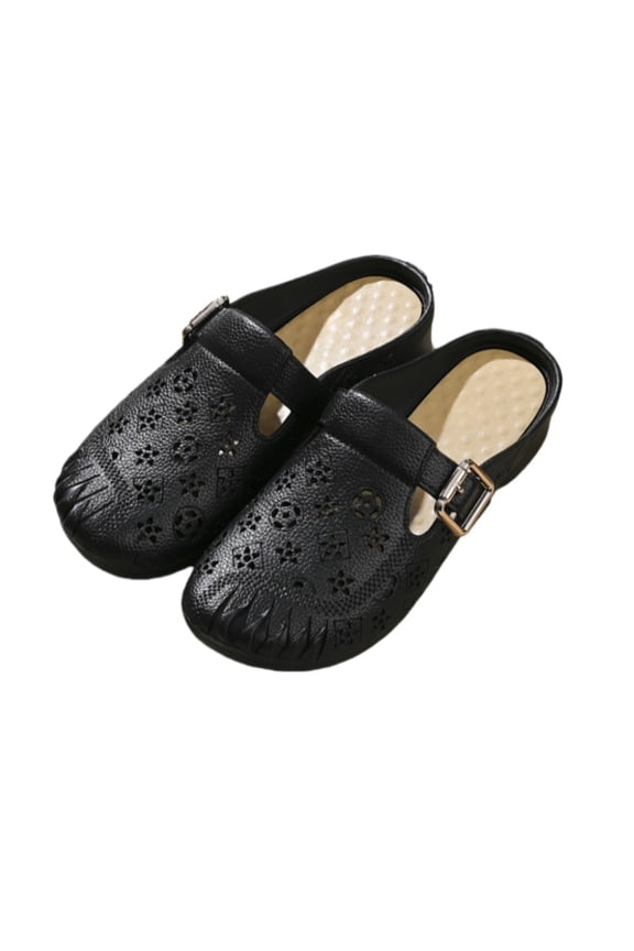Women’s Covered Toe Clogs, Slip On Ventilated Mid Heel Non Slip Casual Shoes
